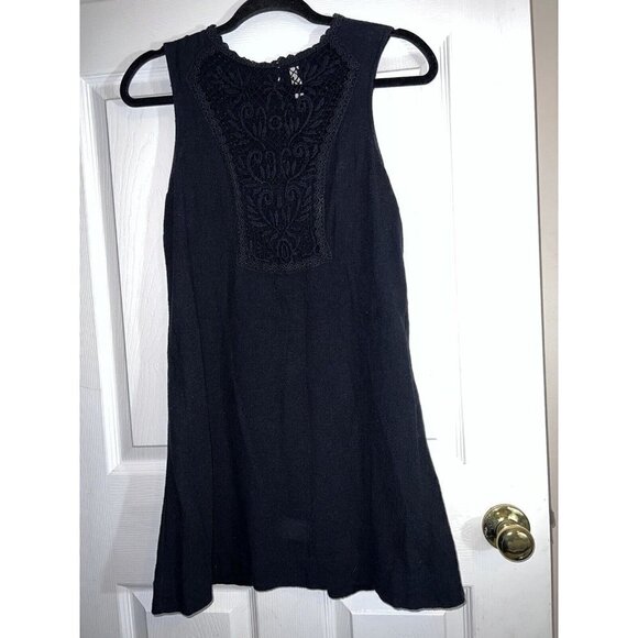 FREE PEOPLE Maribelle Crochet-Inset Mini Dress, Black Sz Small - Picture 3 of 11
